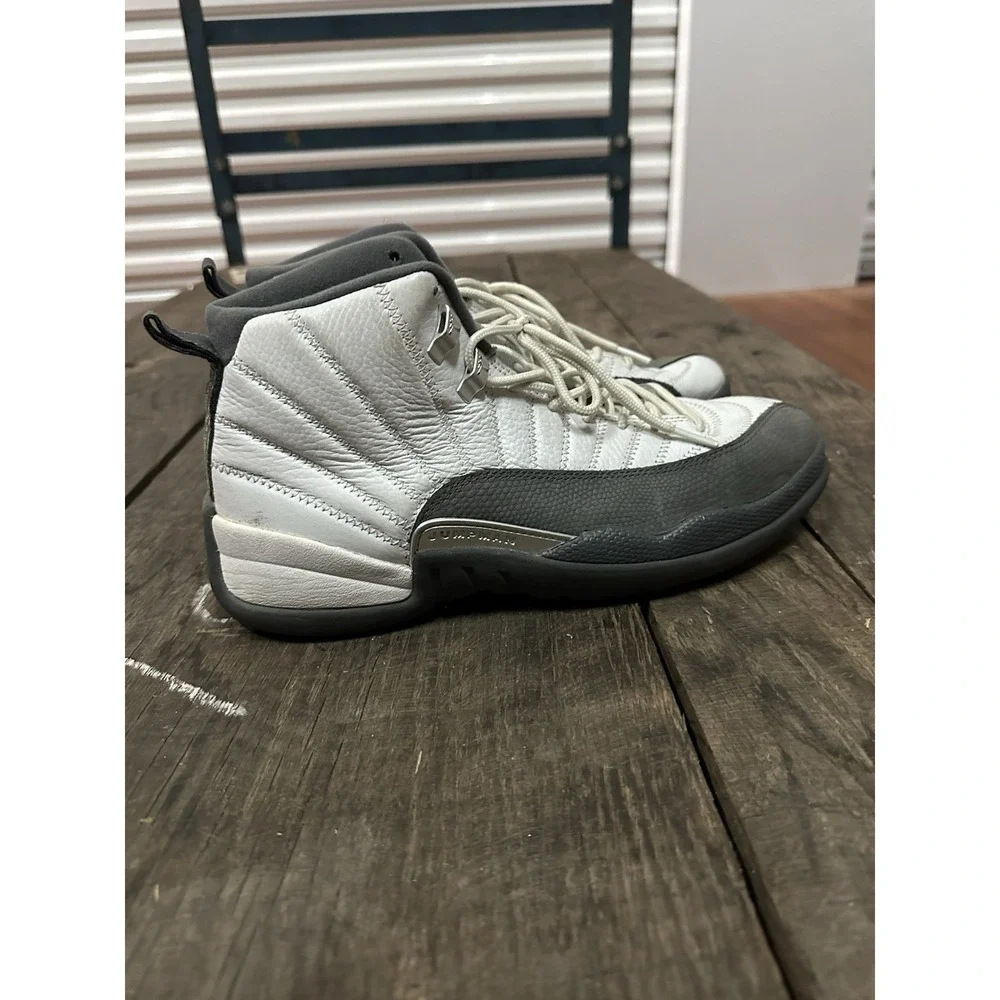 Jordan Air‎ Jordan 12 Retro White Dark Grey Leather Basketball Sneaker Men's